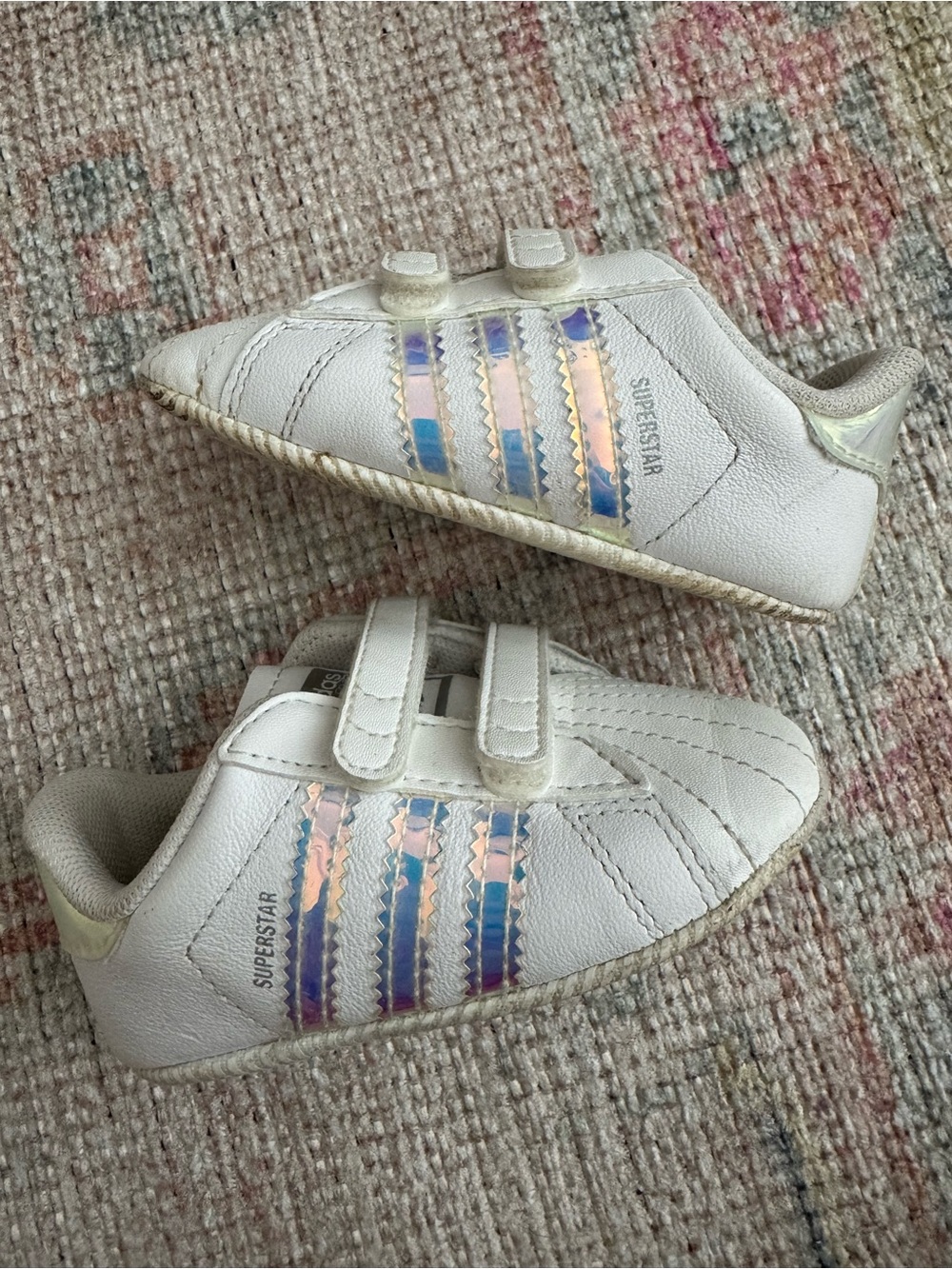 Adidas Superstars Baby Crib Sneakers with Iridescent Stripes
